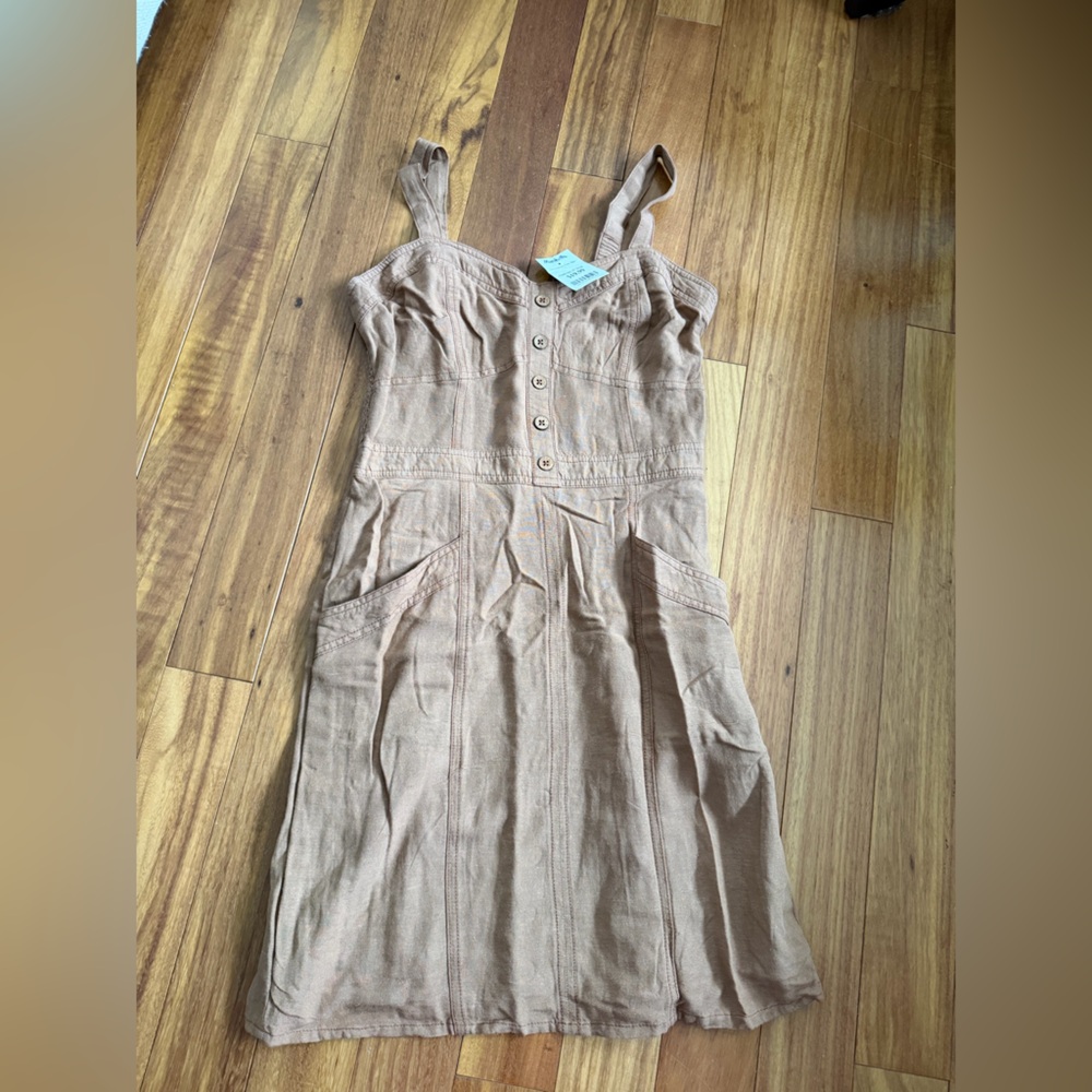 Sleeveless Button-Front Linen Blend Jumpsuit in Dusty Rose